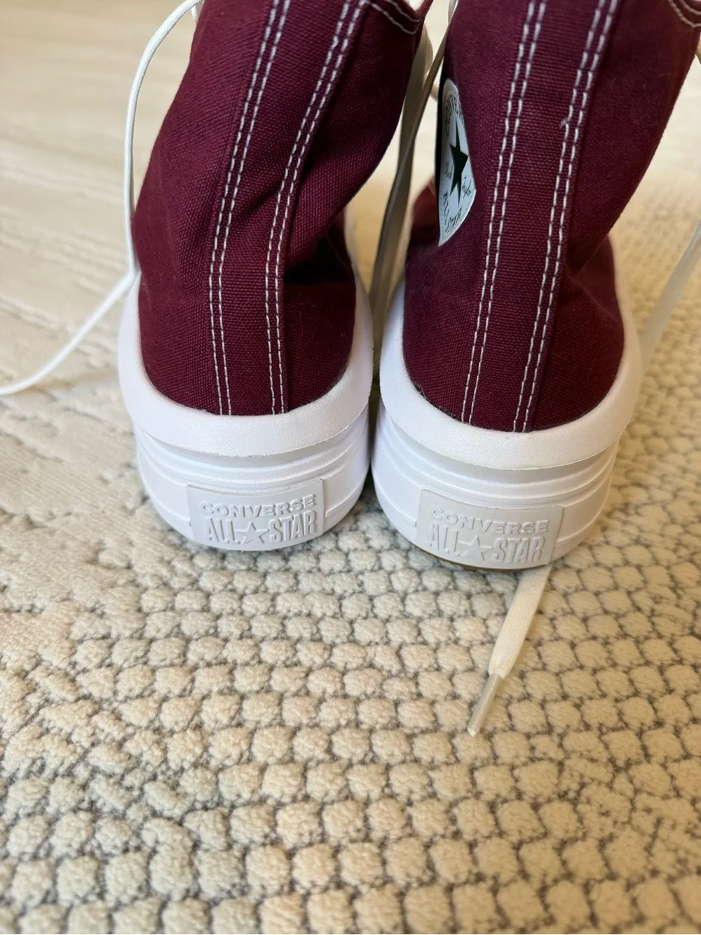 Converse High Top Platform Sneakers - Burgundy & White